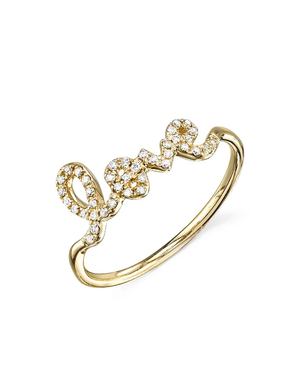 classic silver pearl earrings Diamond Love Ring in Yellow Gold