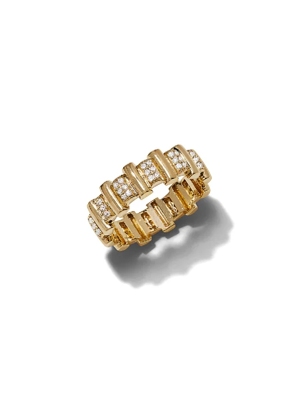 dainty birthstone ring for women Diamond Offset Yellow Gold Bar Ring