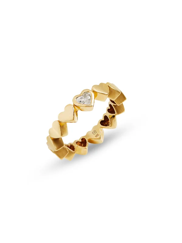 rose gold feather earrings Diamond Single Heart Eternity Yellow Gold Ring