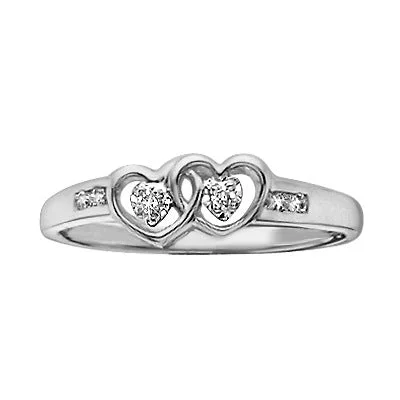 infinity couple’s ring matching set Double Heart Diamond Promise Ring