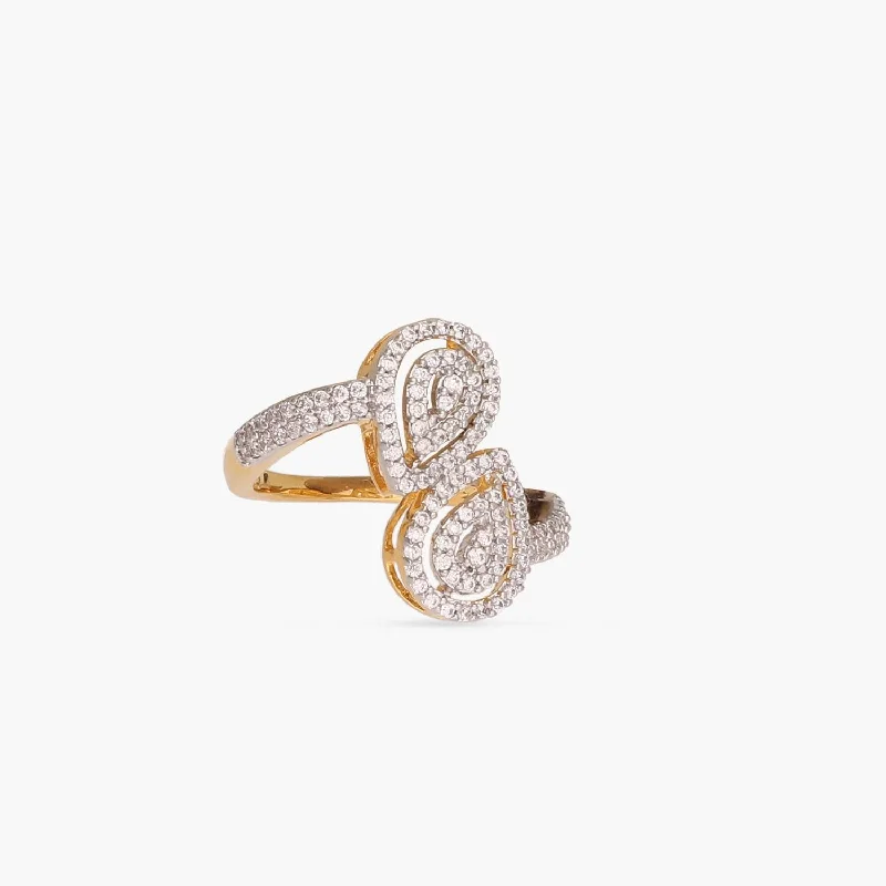 bohemian anklet with shells Double Motif CZ Delicate Pear Silver Finger Ring