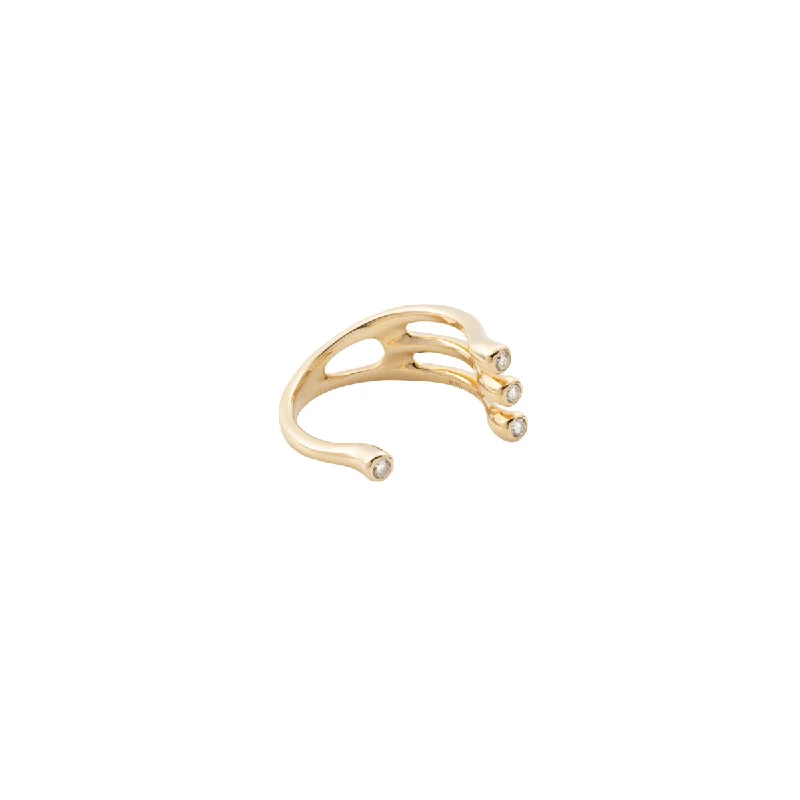 men’s braided leather bracelet "Drosera" Diamond Cuff Ring