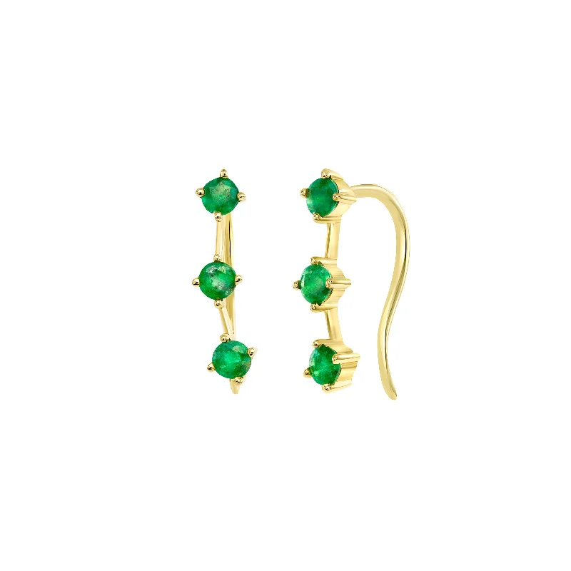 thin gold wire earrings Emerald Ear Climber
