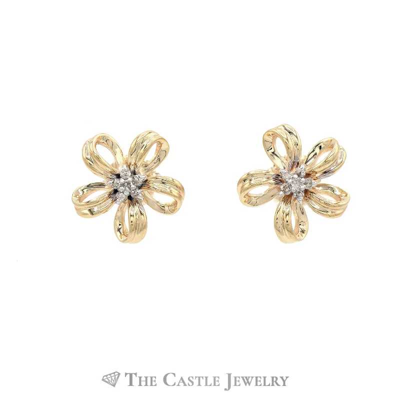 celestial lunar eclipse pendant Flower Stud Earrings with Diamond Accents in 14KT Yellow Gold celestial lunar eclipse pendant Flower Stud Earrings with Diamond Accents in 14KT Yellow Gold