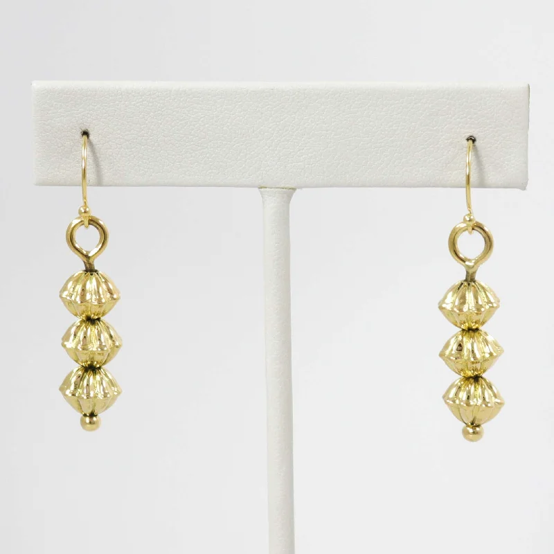 wedding anniversary diamond ring Fluted Bead Earrings