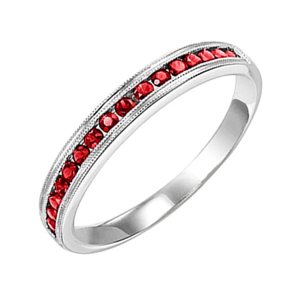 black spinel ring men 10K White Gold Ruby Stackable Ring