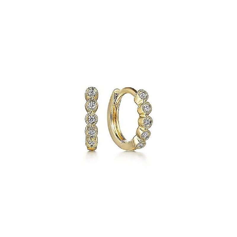 dainty rose gold chain bracelet Gabriel & Co 14k Yellow Gold Diamond Huggie Earrings