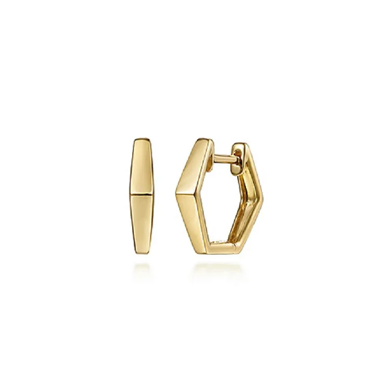 natural jade ring Gabriel & Company 14K Yellow Gold Geometric Huggies