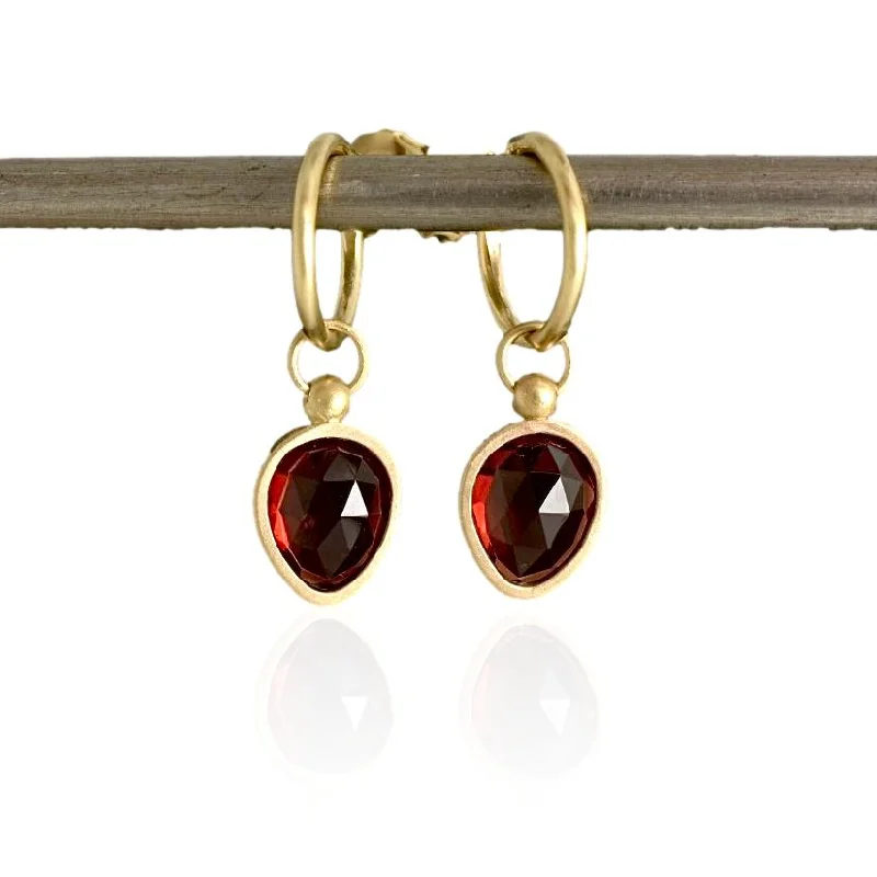 stackable gold bangle set Garnet Hoop Earrings