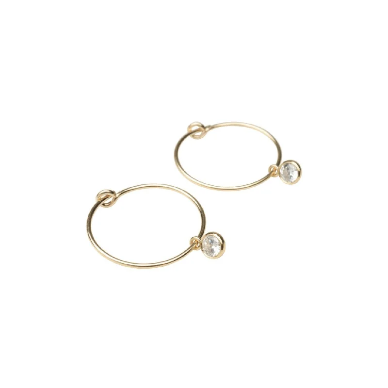 simple crystal earrings Gold Dainty Crystal Hoops