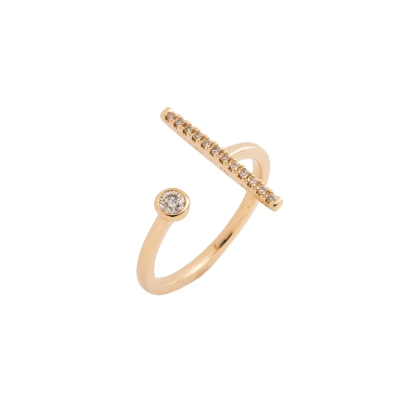 unique promise ring for girlfriend "Gossamer" Diamond Short Bar Cuff Ring