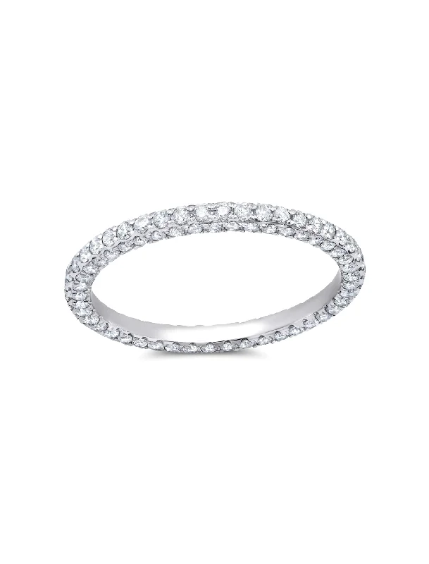 personalized coordinates ring custom 3 Sided, 14K White Gold + Diamond Band