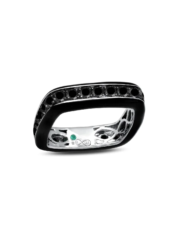 titanium spinner ring anxiety relief Full, 18K White Gold, Black Enamel + Diamond Band titanium spinner ring anxiety relief Full, 18K White Gold, Black Enamel + Diamond Band