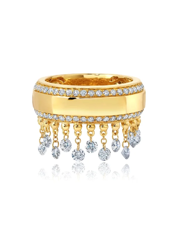 handmade macrame bracelet for men Floating Cigar, 18K Yellow Gold + Diamond Band