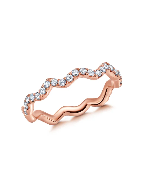 solid gold cartilage hoop Rio, 18K Rose Gold + Diamond Band