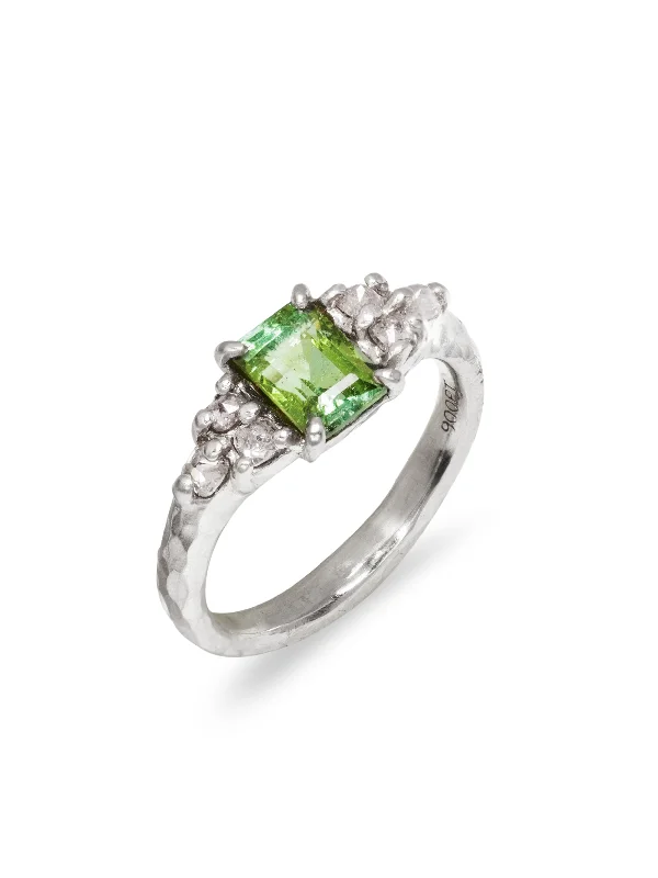 men’s tungsten carbide ring Green Tourmaline & Pink Argyle Diamond Platinum Ring