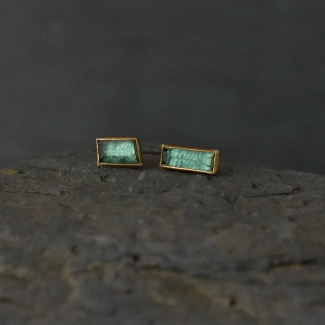 classic diamond hoop earrings Green Tourmaline Stud Earrings
