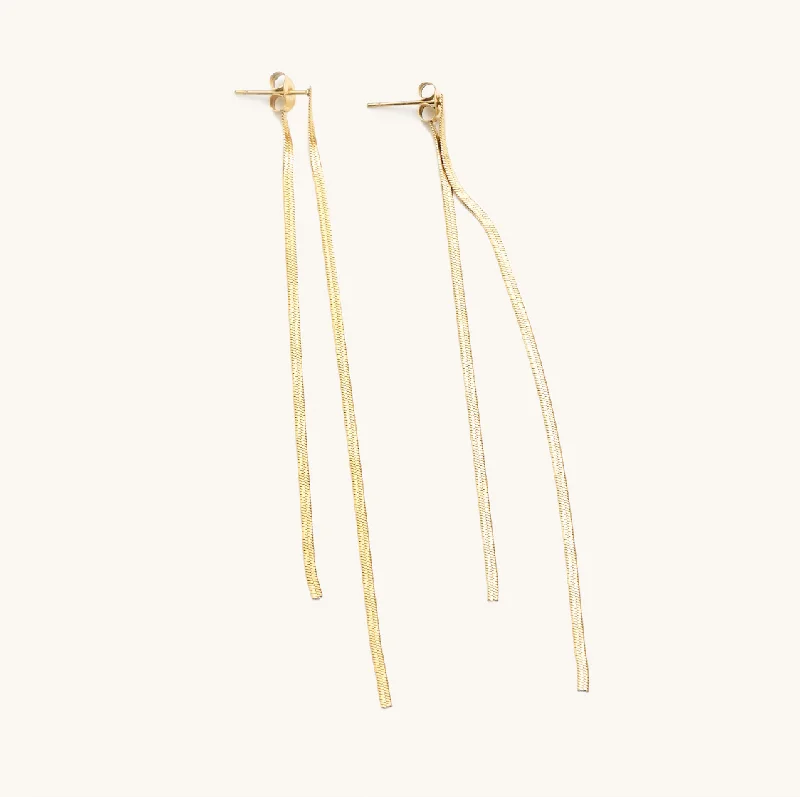 gold choker necklace simple Herringbone Drop Earrings