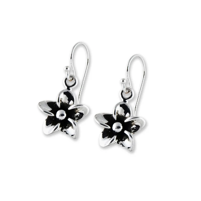 layered pearl choker necklace Plumeria Flower Drop Earrings