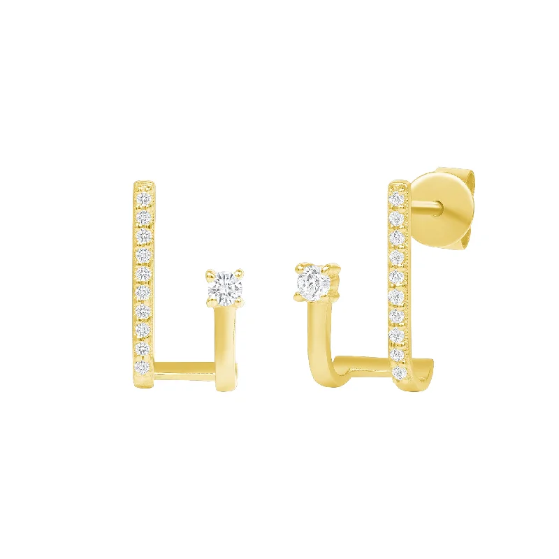 personalized couple’s keychain pendant DIAMOND DOUBLE BAR STUD EARRING