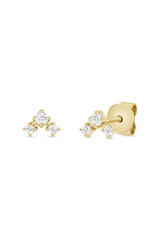 personalized ring with name 3 STONE STUD EARRING