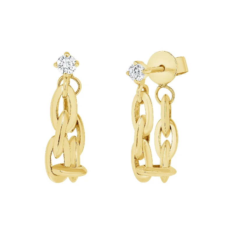 unique square diamond ring LARGE LOOPING LINK STUD EARRINGS