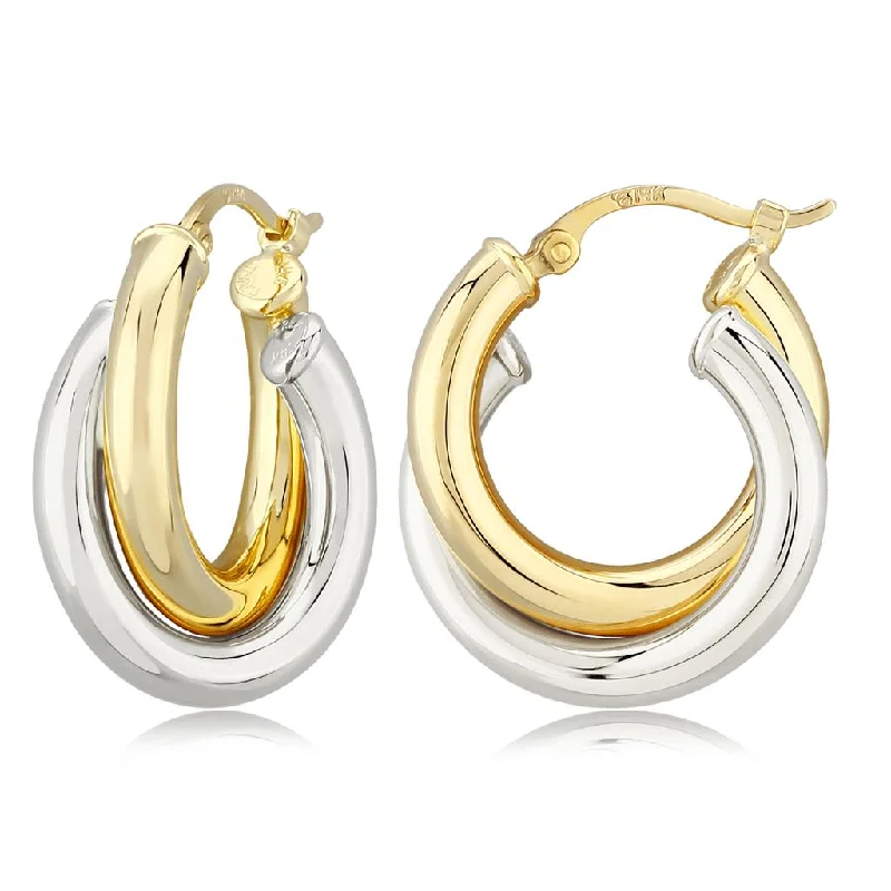 engraved pendant necklace Interlocking Tube Hoop Earrings