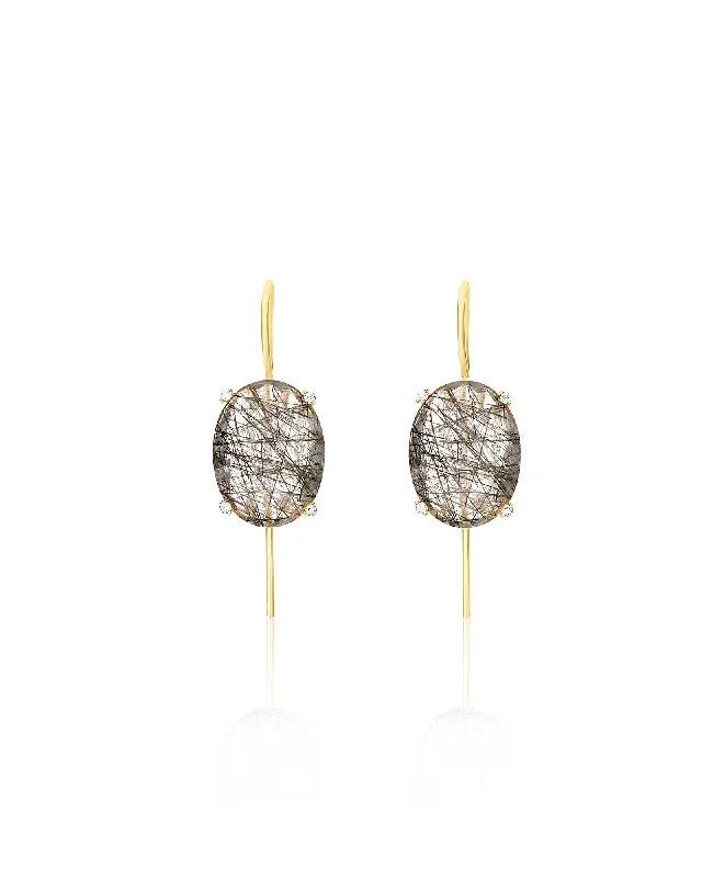 handcrafted gemstone toe ring "Ipanema" Grey rutilated quartz, diamonds and 18kt gold big drop earrings handcrafted gemstone toe ring "Ipanema" Grey rutilated quartz, diamonds and 18kt gold big drop earrings