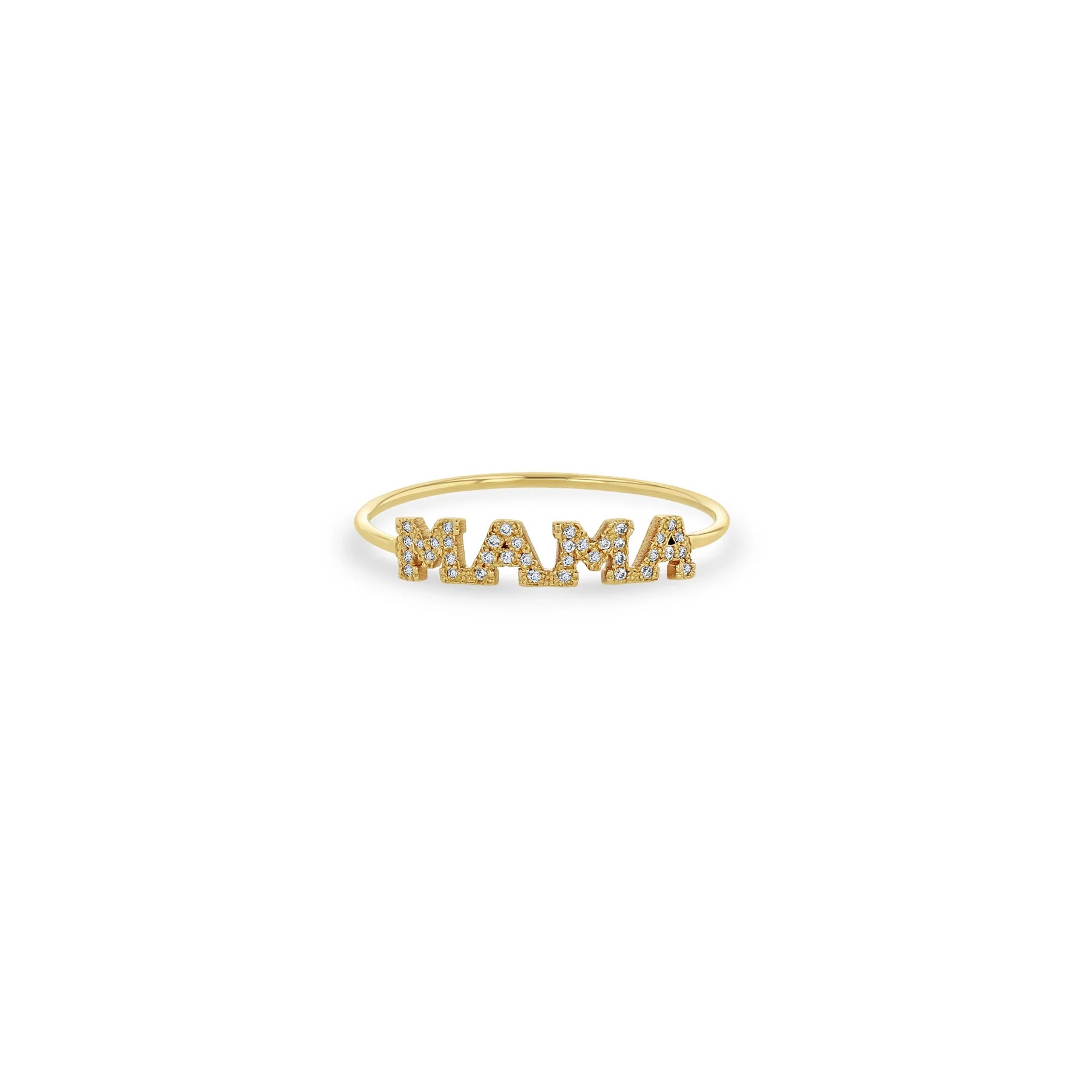 men’s rugged leather bracelet Itty Bitty Pave Diamond MAMA Ring