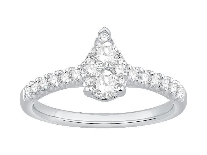 hammered gold stacking rings 14K White Gold Diamond Engagement Ring (.74ctw)
