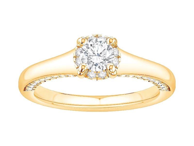 natural turquoise ring handmade 14K Yellow Gold Diamond Engagement Ring (.81ctw)