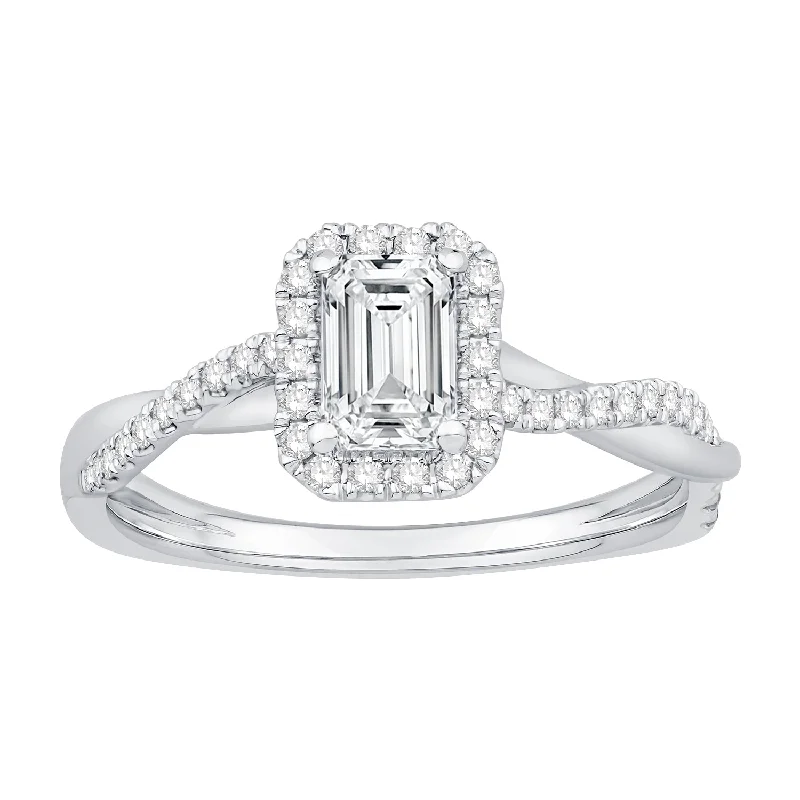 handmade gold nugget ring 14K White Gold Diamond Engagement Ring (.95ctw)