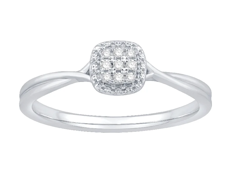 delicate marquise diamond band Sterling Silver Diamond Ring