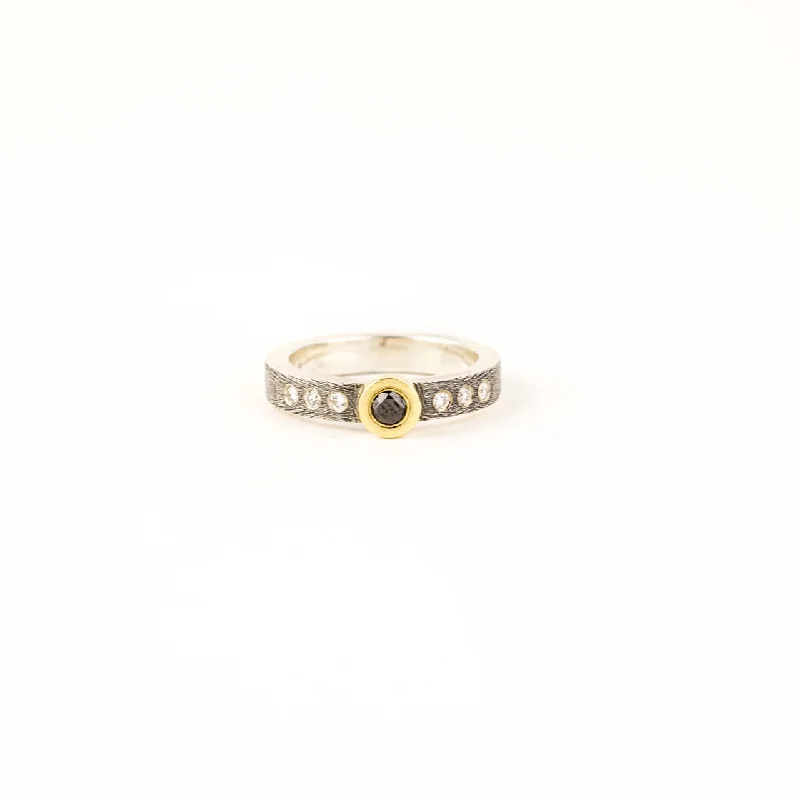 vintage art deco sapphire ring Junia Ring with Black Diamond