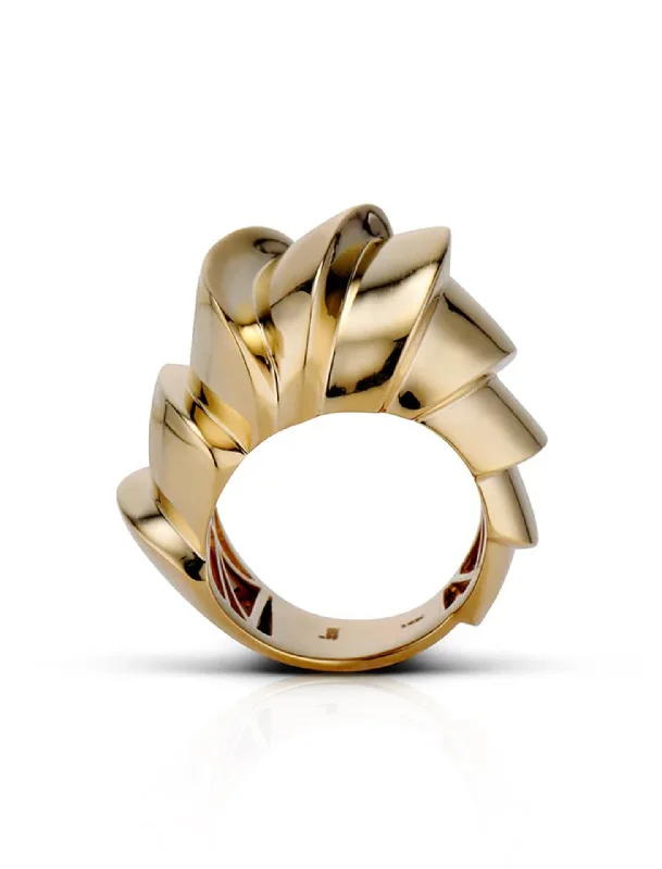 handmade leather cuff bracelet Canary Continuum, 18K Yellow Gold Ring