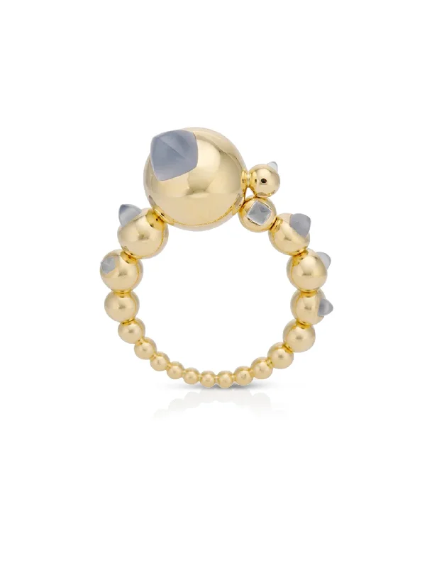 braided gold chain bracelet Sugarloaf Bubble, 18K Yellow Gold + Chalcedony Ring
