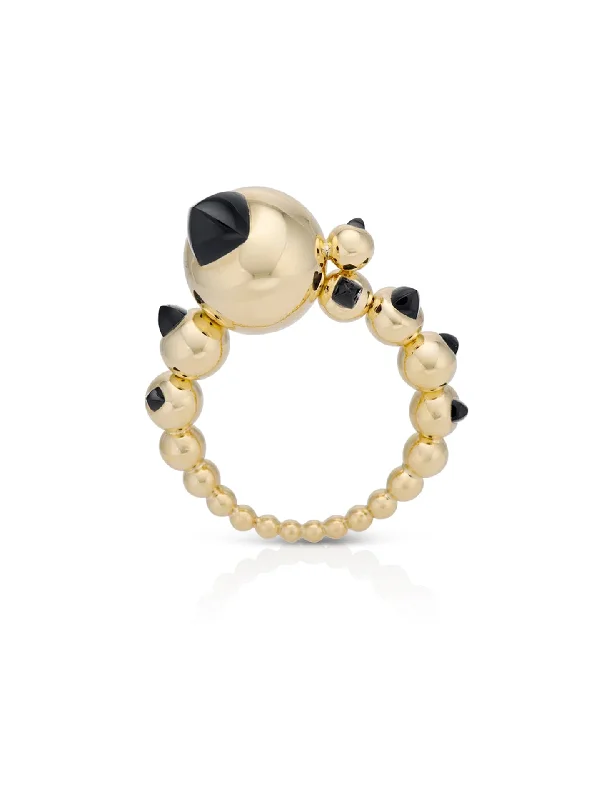 modern geometric earrings gold Sugarloaf, 18K Yellow Gold + Onyx Ring