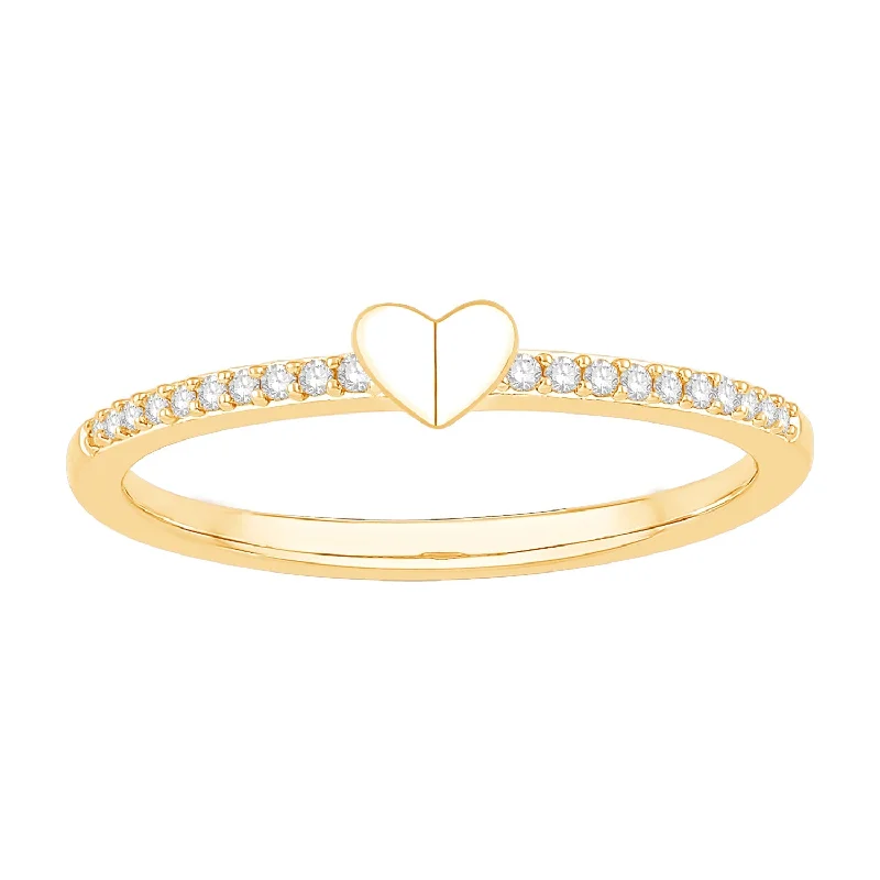 celestial crescent moon bracelet 10K Yellow Gold Diamond Heart Ring