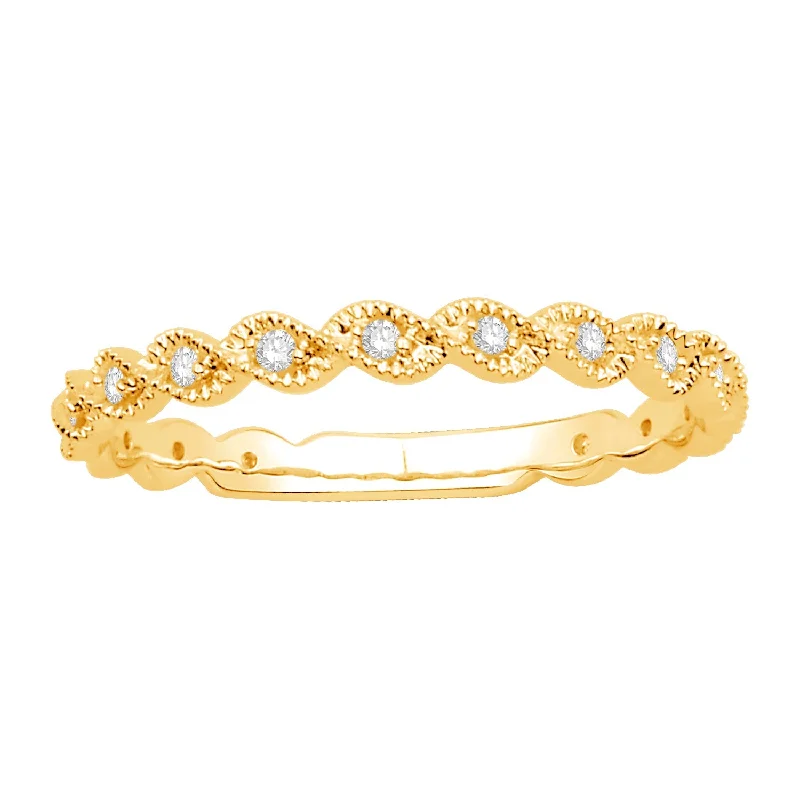 elegant art deco necklace 14K Yellow Gold Diamond Stackable Ring