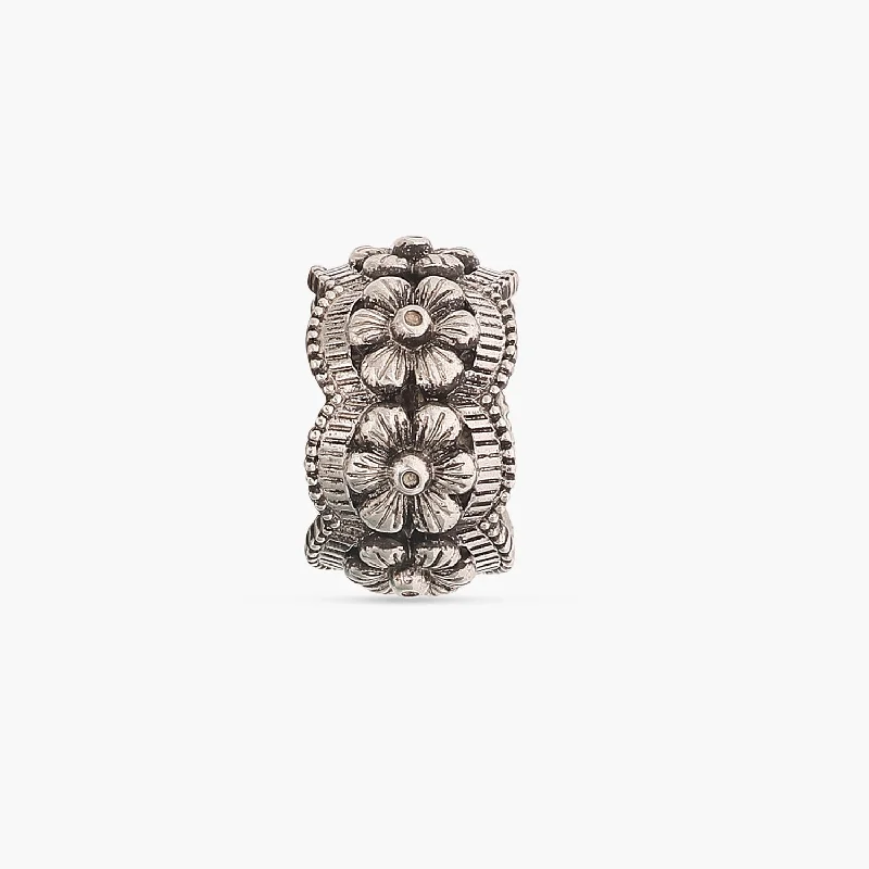 dainty gold chain ring Karamati Floral Silver Finger Ring