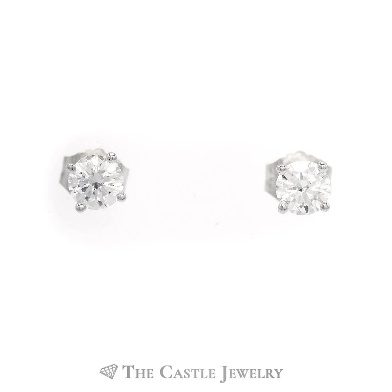 celestial orbit ring set Lab Grown .50CTTW Round Diamond Studs in 14KT White Gold