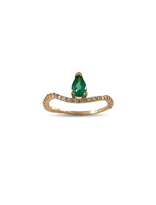 rose gold initial pendant necklace Ocean Drop Nalu, 14K Yellow Gold, Emerald + Pavé Diamond Ring rose gold initial pendant necklace Ocean Drop Nalu, 14K Yellow Gold, Emerald + Pavé Diamond Ring
