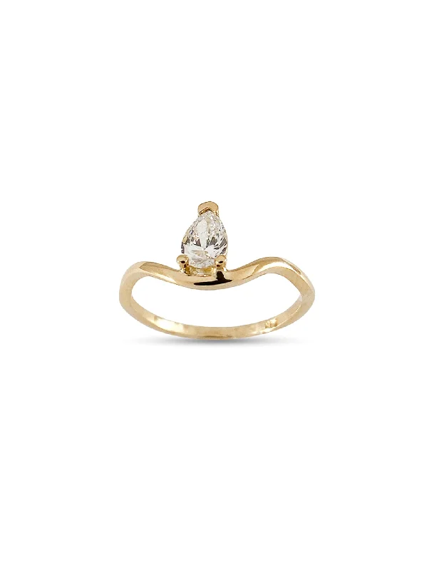 emerald-cut engagement ring halo Solitaire Drop Nalu, 14K Yellow Gold + Diamond Ring emerald-cut engagement ring halo Solitaire Drop Nalu, 14K Yellow Gold + Diamond Ring