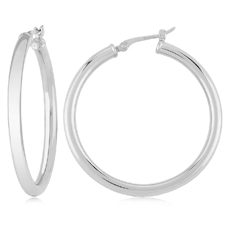 elegant pearl bridal set Large Tube Hoop Earrings
