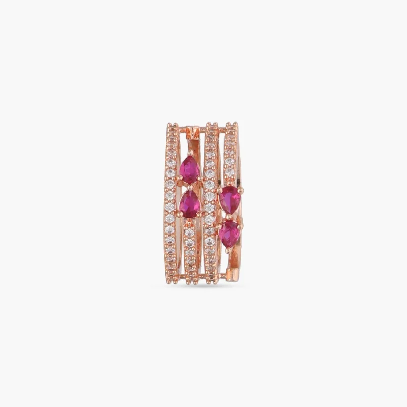 bezel set engagement ring modern Leafy Charm CZ Silver Finger Ring