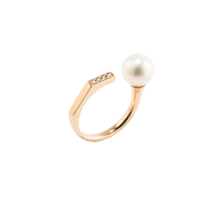 vintage locket necklace gold "Manhattan" Pearl Diamond Cuff Ring