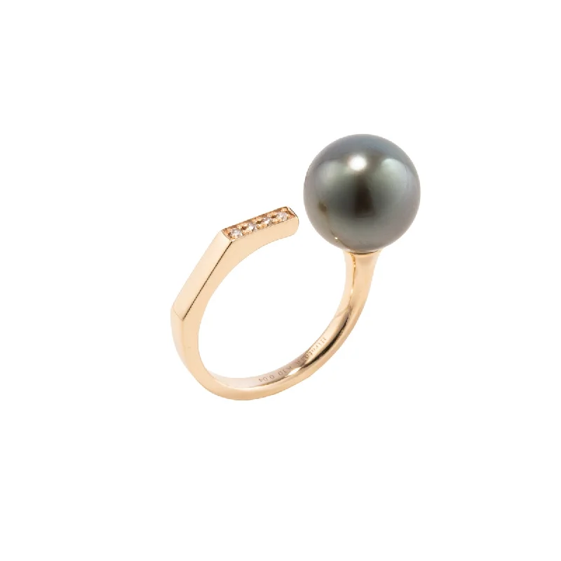aquamarine birthstone necklace March "Manhattan" Tahiti Pearl Diamond Cuff Ring