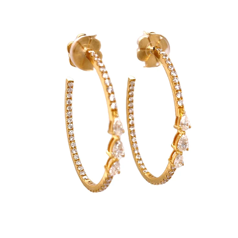 dainty gemstone drop earrings Medium Hoop Diamond Earrings