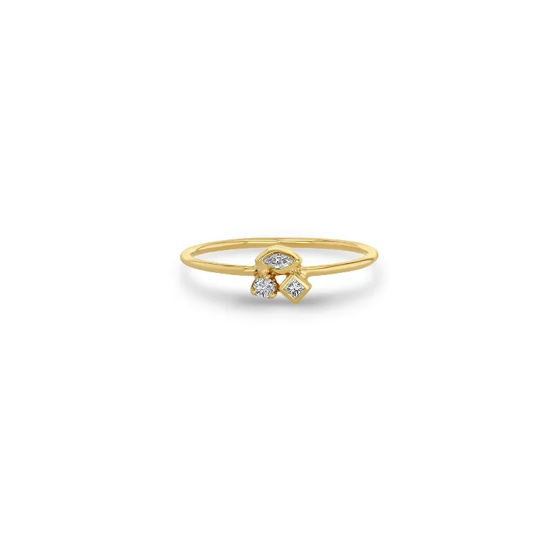 sterling silver infinity loop ring Mixed Cut Diamond Cluster Ring