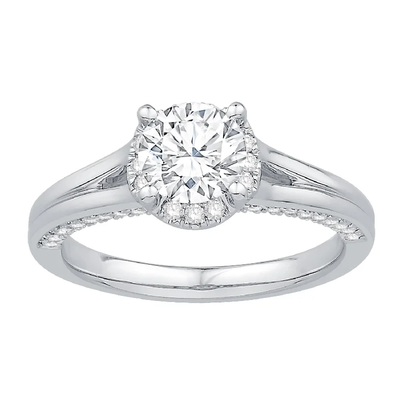 dainty chain bracelet layered 14K White Gold Diamond Engagment Ring (1.37ctw)
